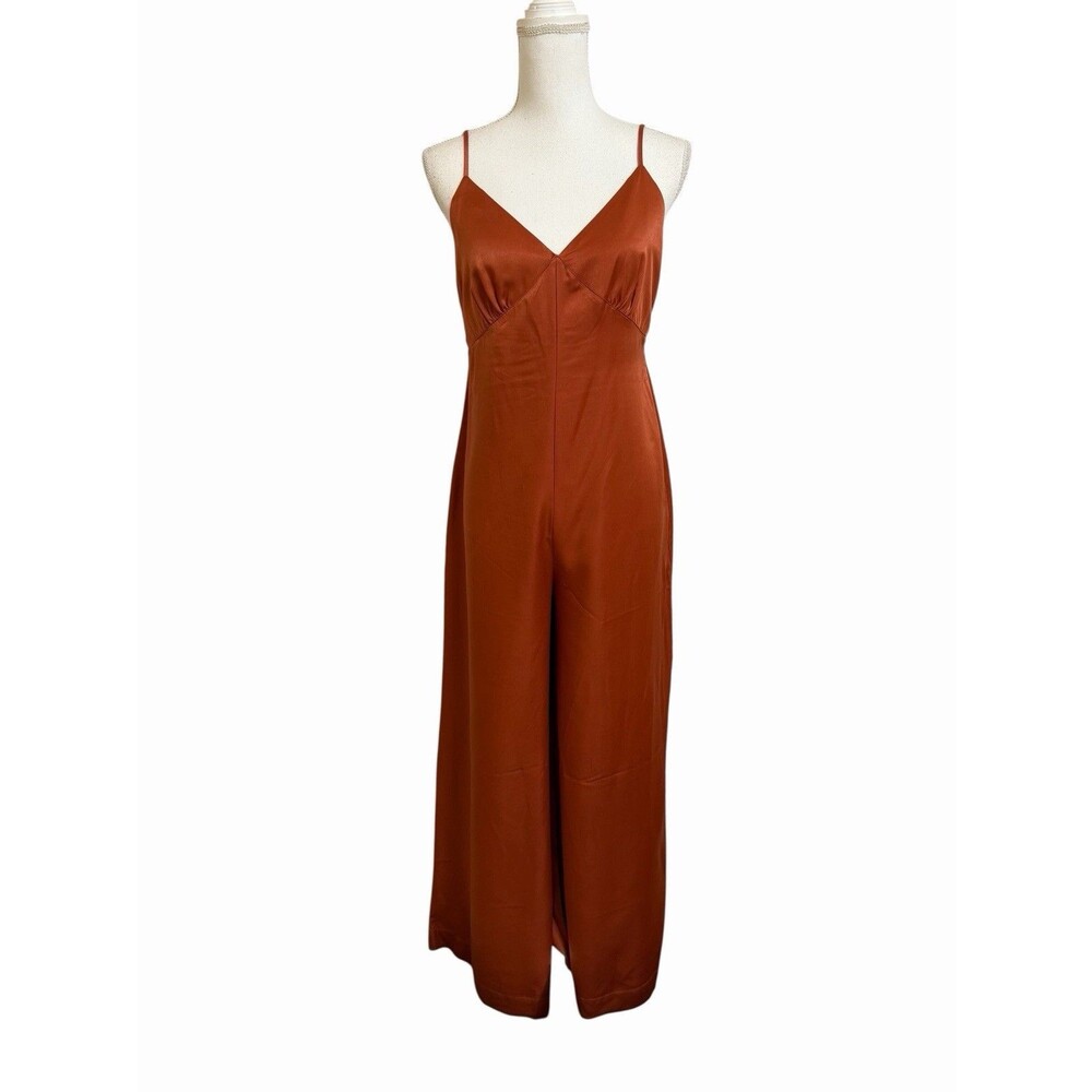 NWT WeWoreWhat Women's S Clay Satin Slip Wide Leg Jumpsuit Small NEW $79